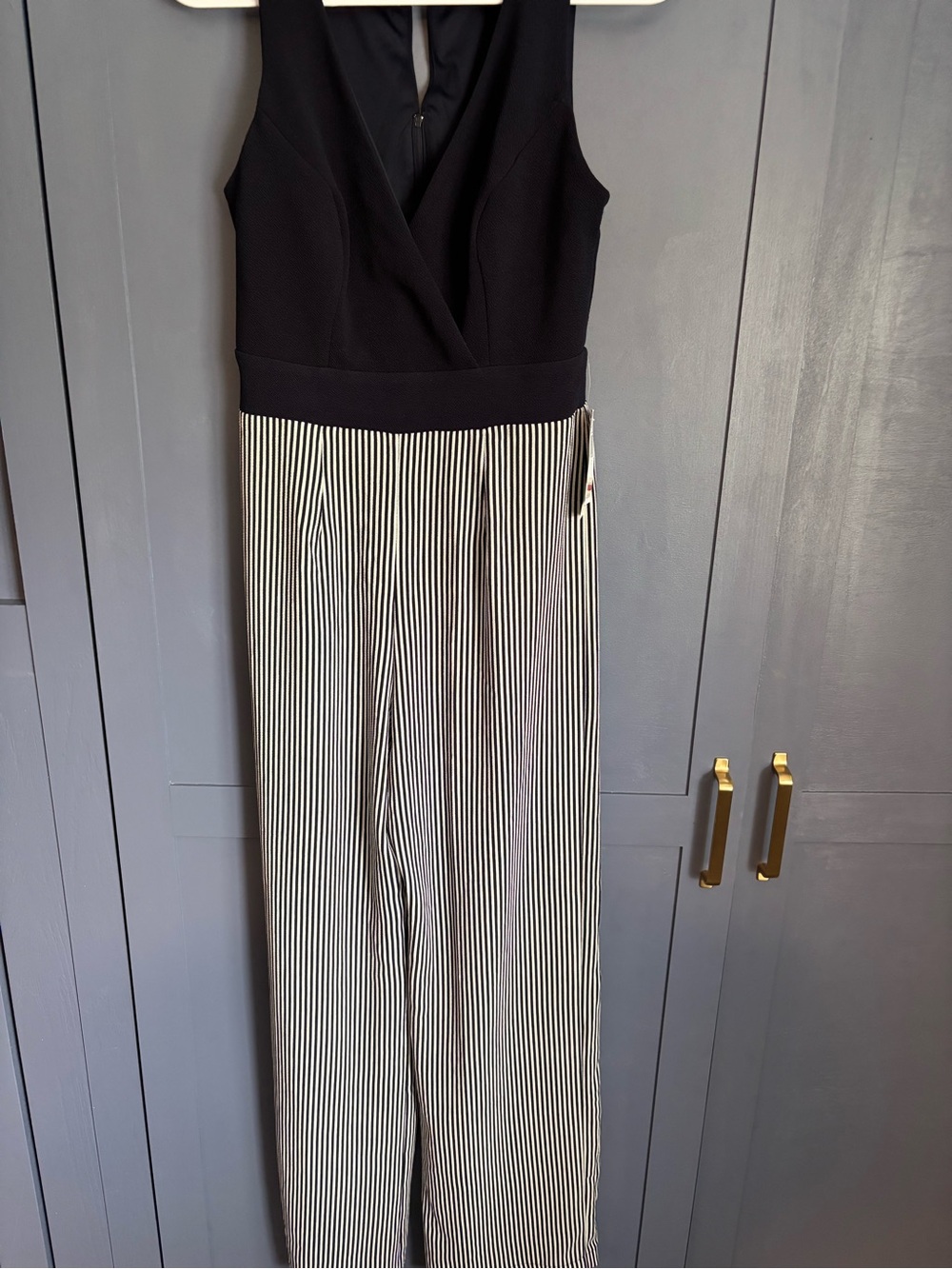 Navy & White Striped Wide-Leg Jumpsuit NWT